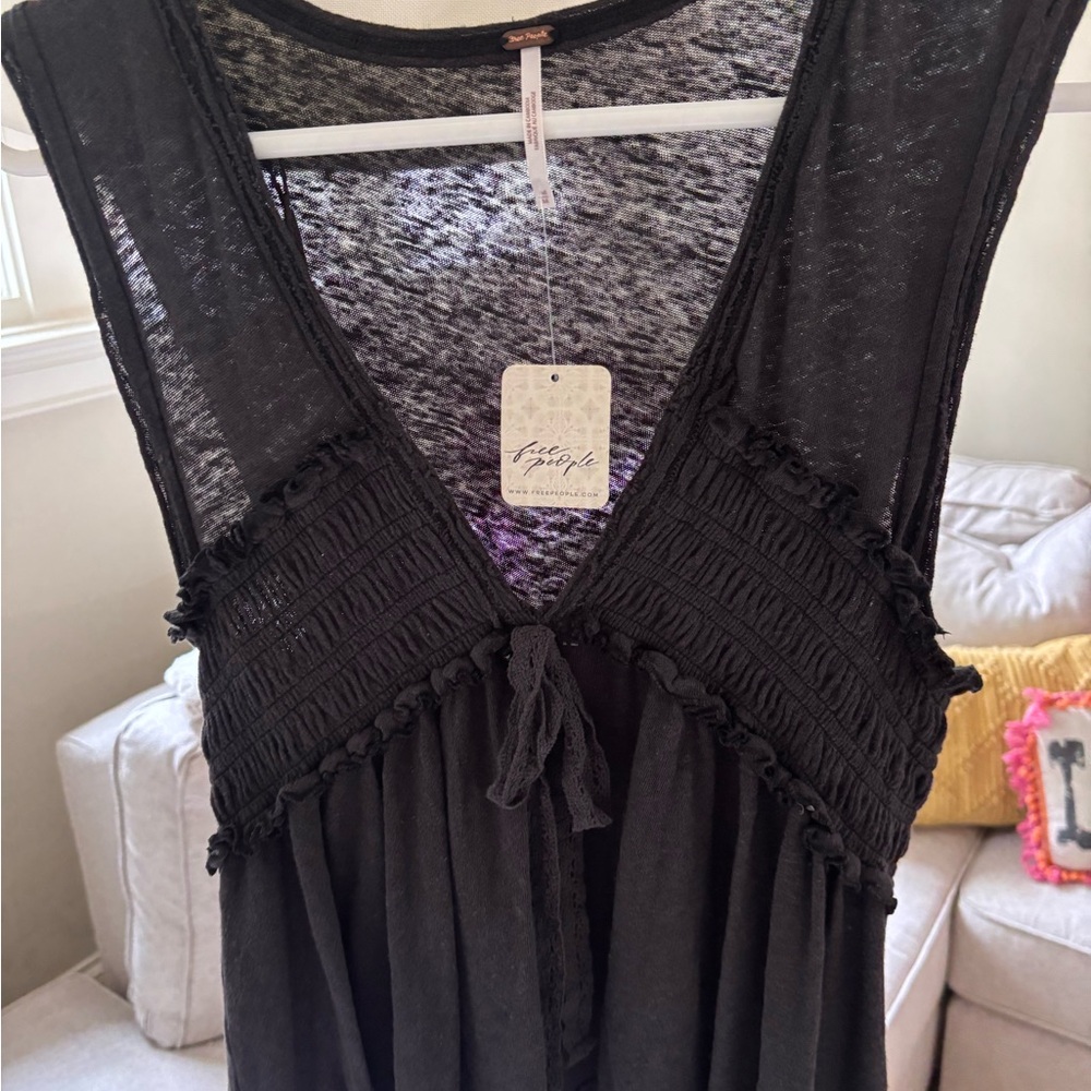 Free People Black Sleeveless Blouse